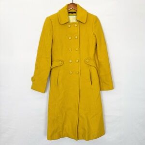 Jungal Button Snap Wool Long Coat Yellow Size 4 Peacoat